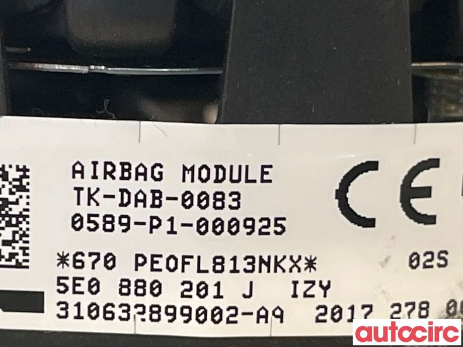 Airbag rattpute til Škoda Octavia 2017-2020 (Type III, Fase 2)  (SKODA|5E0880201J||6V0880201AF)
