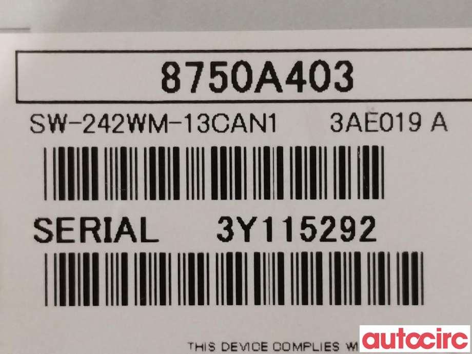 Styreenhet diverse til Mitsubishi Outlander 2012-2015 (Type III, Fase 1)  (MITSUBISHI|8750A403)