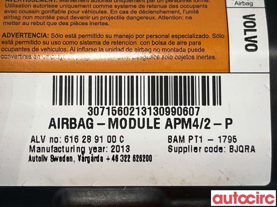 Airbag passasjer til Volvo V60 2010-2013 (Type I, Fase 1) (VOLVO|30715602)