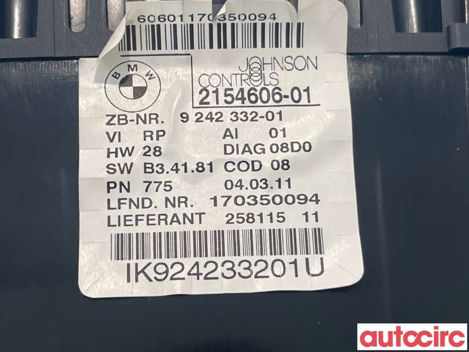 Instrumentpanel til BMW 1-Serie 2004-2011 (E81/E82/E87/E88) (E81/E82/E87/E88) (BMW|62109283801)