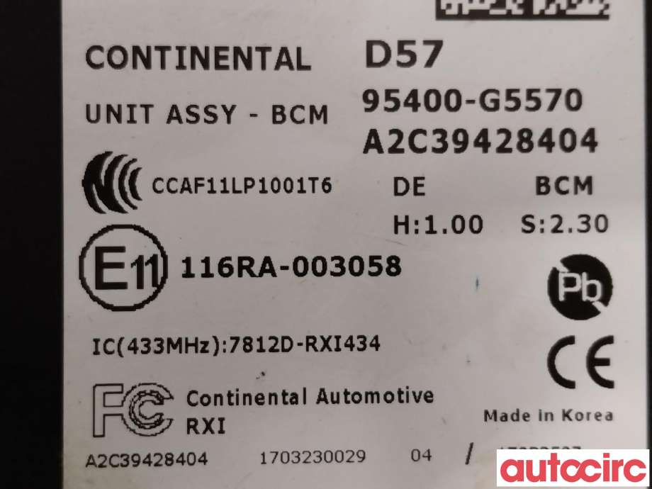 Styreenhet comfort (BCM) til Kia Niro 2016-2021 (KIA|95400-G5570)