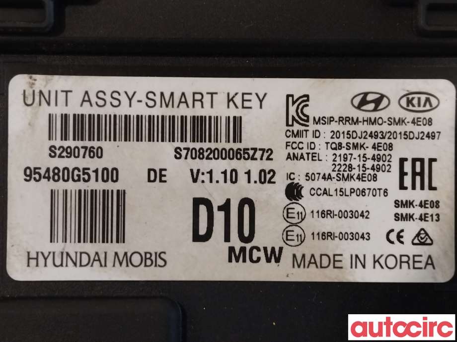 Styreenhet nøkkelfri/keyless til Kia Niro 2016-2021 (KIA|95480G5100||95480-G5100)