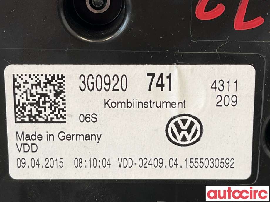 Instrumentpanel til VW Passat 2015-2019 (Fase 1) (B8) (B8) (VOLKSWAGEN|3G0920741)