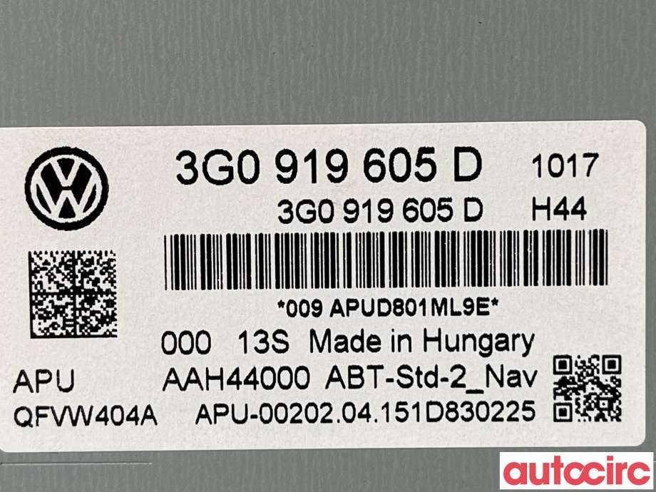 Multimedia display (MCU - Media Controller Unit) til VW Passat 2015-2019 (Fase 1) (B8) (B8) (VOLKSWAGEN|3G0919605D)
