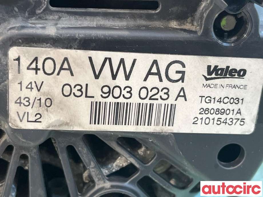 Dynamo til VW Touran 2010-2015 (Type I, Fase 3)  (VOLKSWAGEN|03L903023AX|TG14C031|03L903023A)
