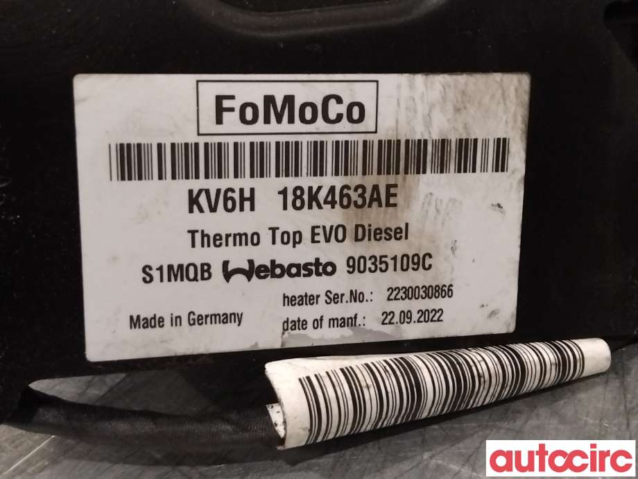 Dieselvarmer til Ford Transit Connect 2018-->> Type II, Fase 2  (FORD|2723364|9035109C|KV6H18K463AE)