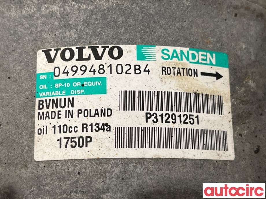 Aircondition kompressor til Volvo V40 2012-2019  (VOLVO|36001128|1750|31291251)