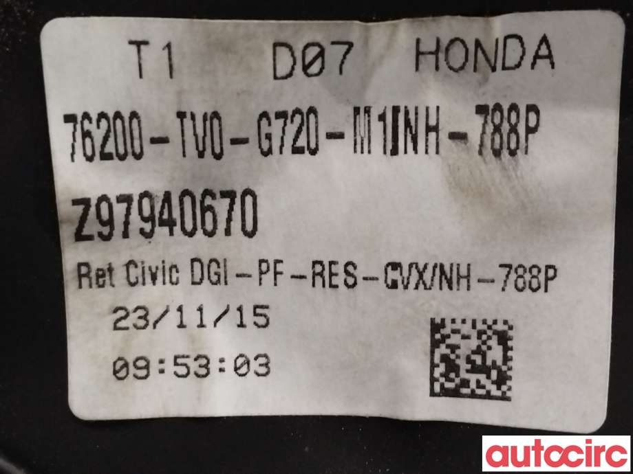 Speil høyre til Honda Civic 2012-2015 (Type IX, Fase 1) (HONDA|76208-TV0-G32|76200-TV0-G720)