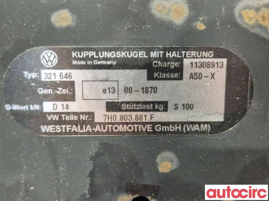 Hengerfeste til VW Transporter / Caravelle 2015-2019 (T6) (T6) (VOLKSWAGEN|7H0092101B|)