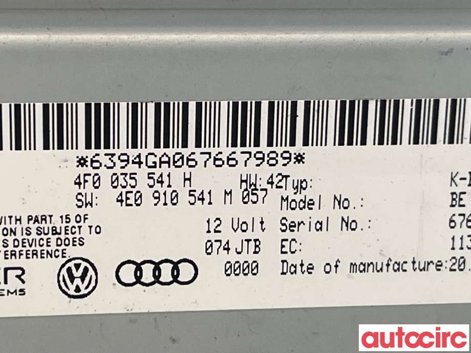 Bilstereo diverse til Audi A6, Allroad 2006-2008 (Type II, Fase 1) (C6) (C6) (AUDI|4F0035541N)
