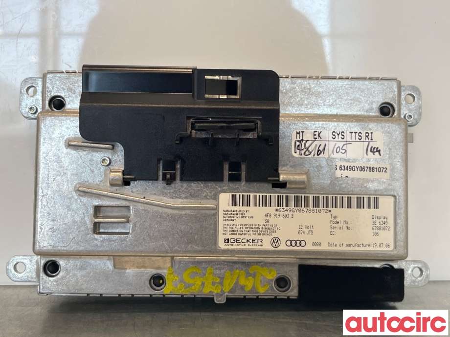 Multimedia display (MCU - Media Controller Unit) til Audi A6, Allroad 2006-2008 (Type II, Fase 1) (C6) (C6) (AUDI|8T0919603C|4F0919603)