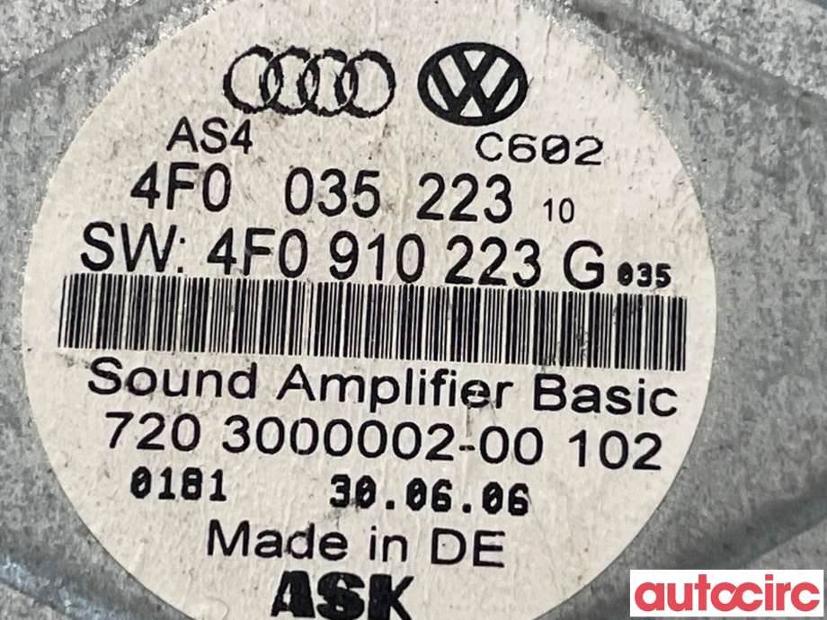 Bilstereo forsterker til Audi A6, Allroad 2006-2008 (Type II, Fase 1) (C6) (C6) (AUDI|4F0910223E|4F0910223G)