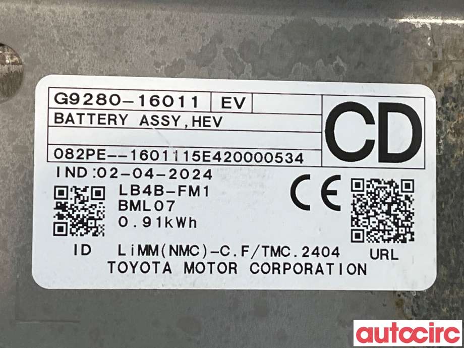 Batteripakke elbil til Toyota Corolla 2019-->>  (TOYOTA|G951016011|G9280-16011)