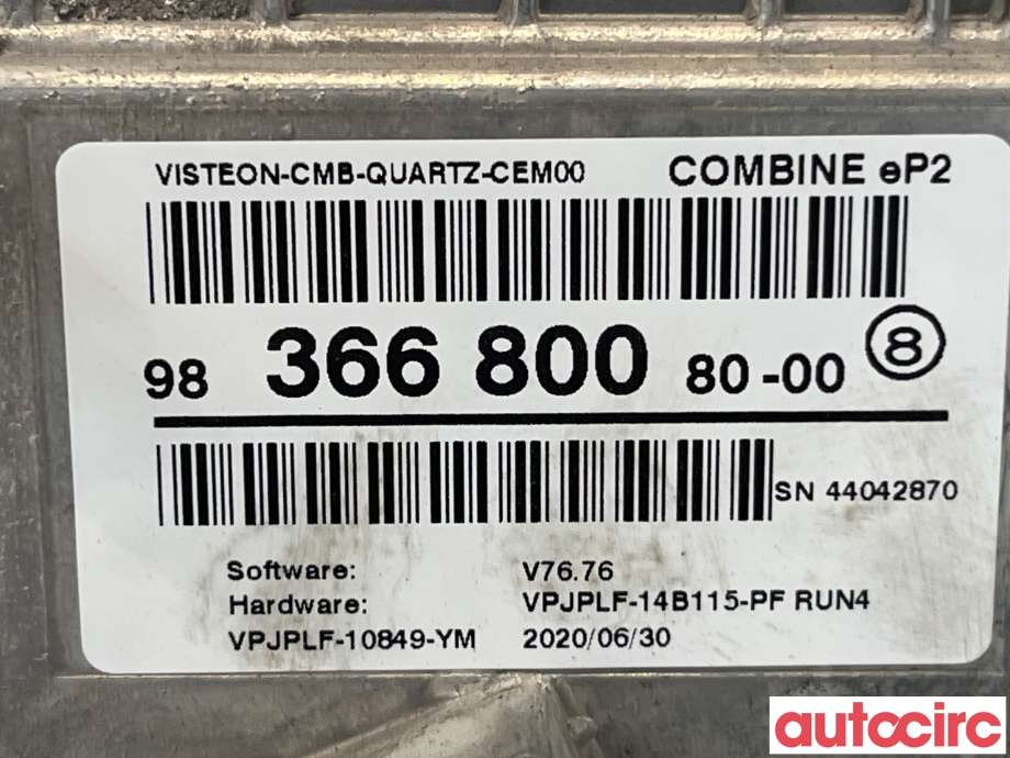 Instrumentpanel til Peugeot 208 2019-->> (Type II)  (PEUGEOT|9836680080|9848580480)