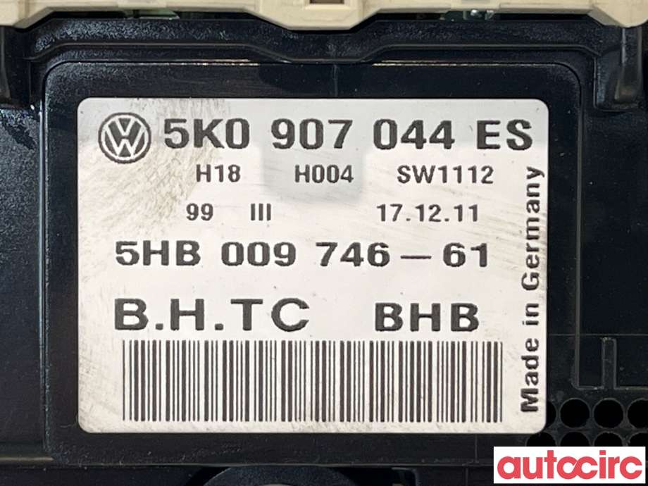 Varmeapparat betjening til VW Touran 2010-2015 (Type I, Fase 3)  (VOLKSWAGEN|5K0907044GK|5K0907044ES)