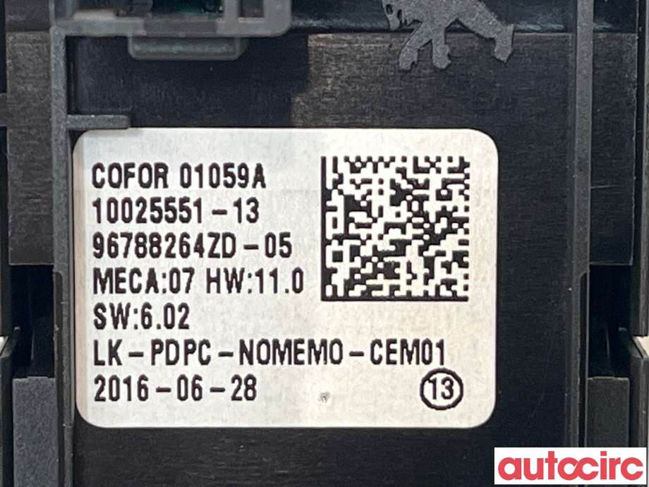 Bryter ruteheis til Peugeot 308 2013-2021 (Type II)  (PEUGEOT|96788264ZD)