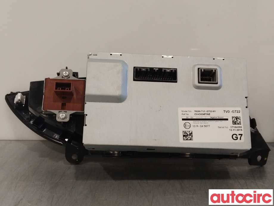 Multimedia display (MCU - Media Controller Unit) til Honda Civic 2012-2015 (Type IX, Fase 1) (HONDA|78100-TV0-G134|78100-TV0-G13|78260-TV0-G722)