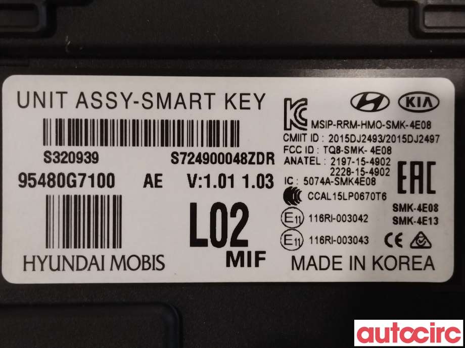 Styreenhet nøkkelfri/keyless til Hyundai Ioniq Electric 2016-2019 (Fase 1)  (HYUNDAI|95480G7100|)