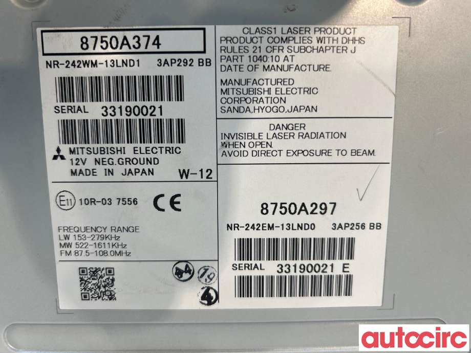 Bilstereo til Mitsubishi Outlander 2012-2015 (Type III, Fase 1)  (MITSUBISHI|8750A374||8750A297)
