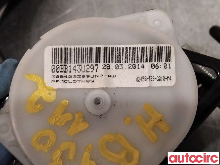 Sikkerhetsbelte bak høyre til Honda Civic 2012-2015 (Type IX, Fase 1)  (HONDA|04824-TB9-M00ZB|82450-TB9-G010-M4)