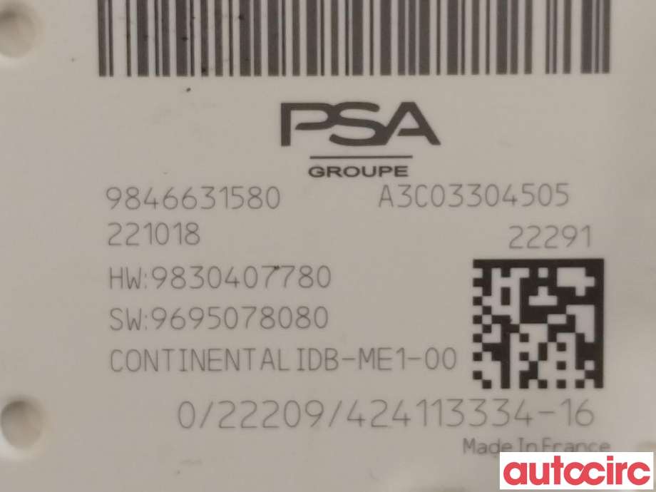 Sikringsboks til Peugeot 308 2021-->> (Type III)  (PEUGEOT|9846631580)