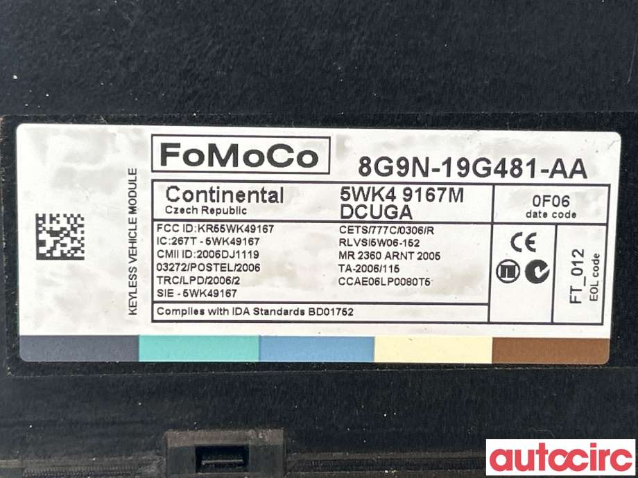 Styreenhet nøkkelfri/keyless til Volvo V70 2007-2013 (Type III, Fase 1)  (VOLVO|30659958|8G9N-19G481-AA)