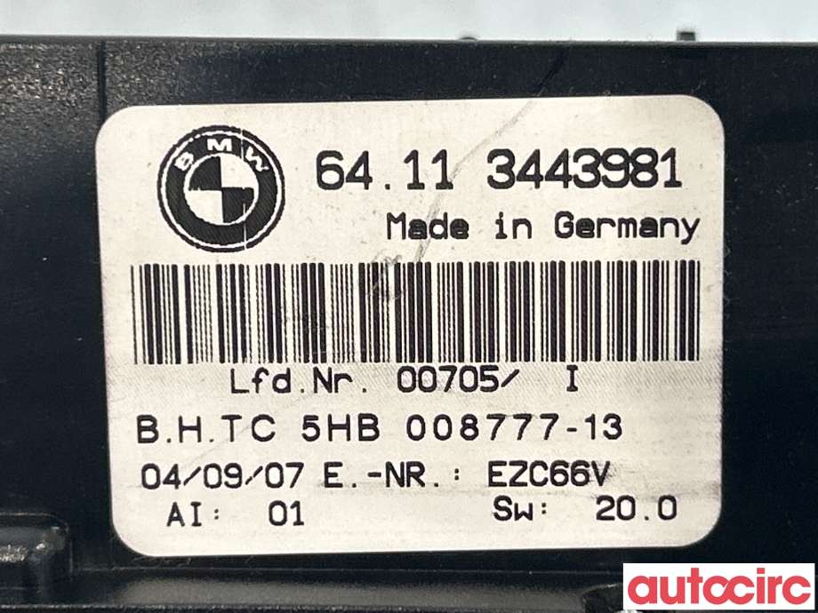 Varmeapparat betjening til BMW X3 2007-2010 (Fase 2) (E83) (E83) (BMW|64113443981)