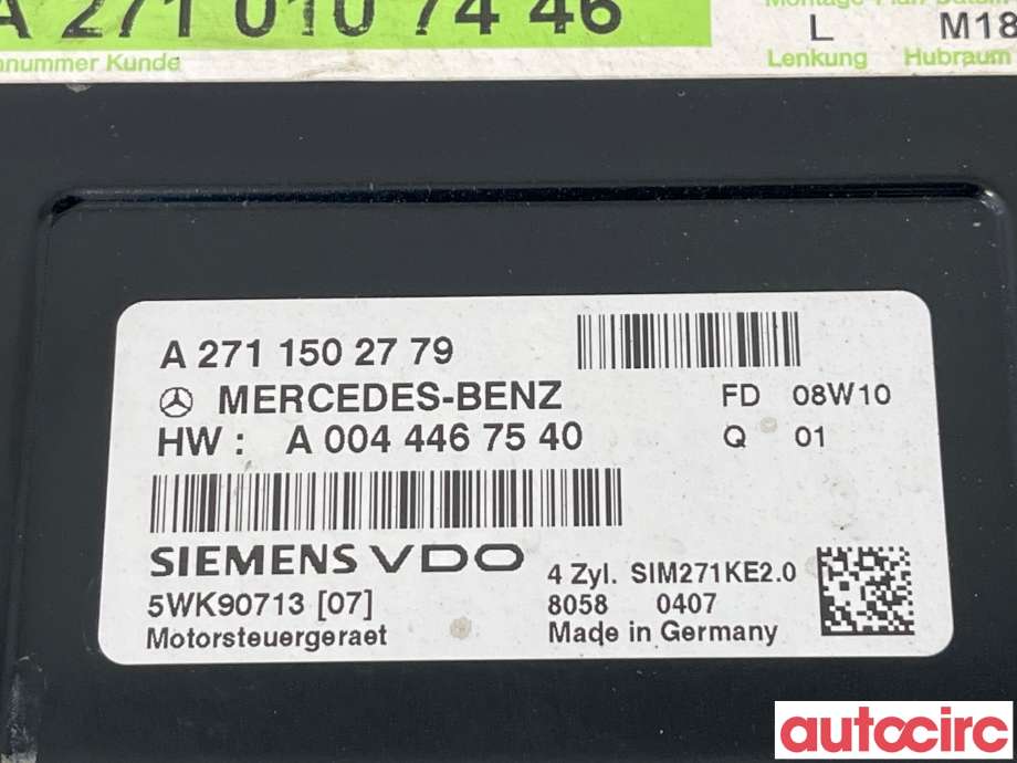 Styreenhet motor til Mercedes C-Klasse 2007-2011 (Fase 1) (W204) (W204) (MERCEDES|A2711504879|A2711502779)