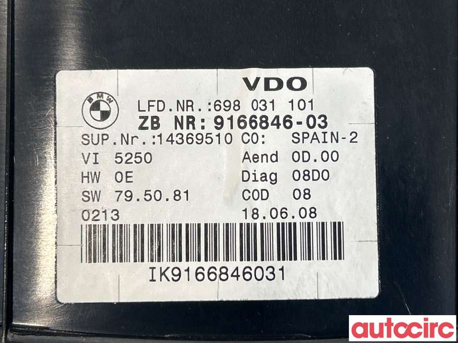 Multimedia display (MCU - Media Controller Unit) til BMW 3-Serie 2005-2011 (E90/E91/E92/E93) (E90/E91/E92/E93) (BMW|62109316127|9166846)