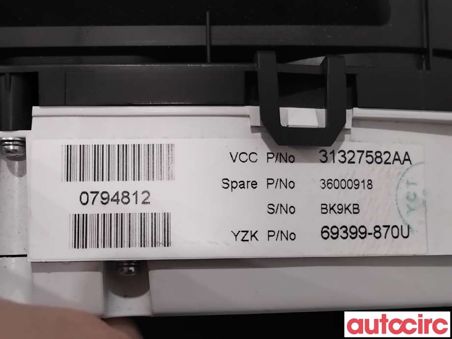 Instrumentpanel til Volvo V60 2010-2013 (Type I, Fase 1)  (VOLVO|36001836|69399-870U|36000918)