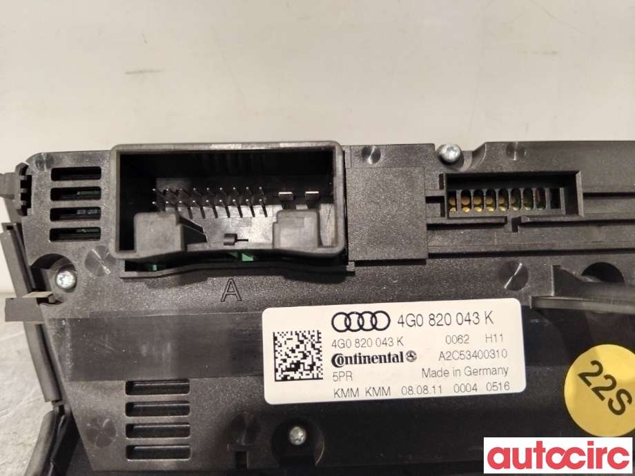 Varmeapparat betjening til Audi A6 2011-2014 (Type IV, Fase 1) (C7) (C7) (AUDI|4G0820043K|A2C53400310|4G0820043BD)
