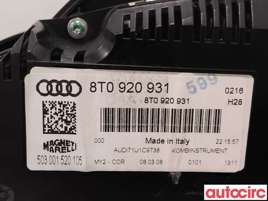 Instrumentpanel til Audi A5 2007-2016 (Type I)  (AUDI|8T0920931X|503001520105|8T0920931)