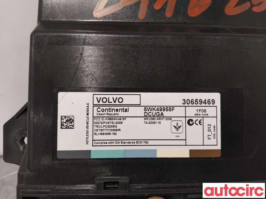 Styreenhet nøkkelfri/keyless til Volvo V60 2010-2013 (Type I, Fase 1)  (VOLVO|31419588|5WK49955F|30659469)