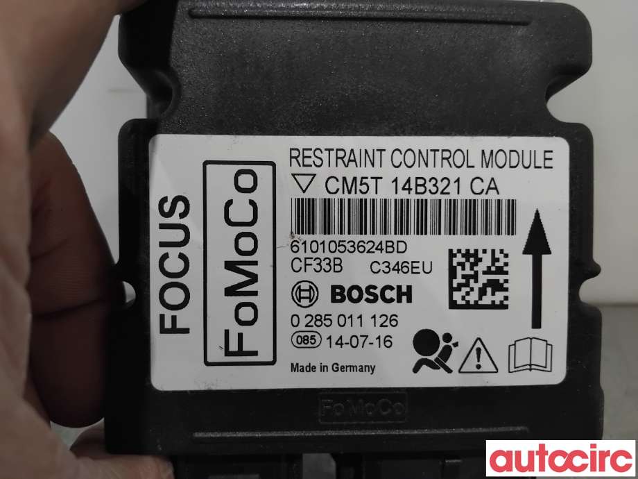 Airbag elektronikk til Ford Focus 2011-2014 (Type III, Fase 1)  (FORD|1767129|0285011126|CM5T14B321CA)
