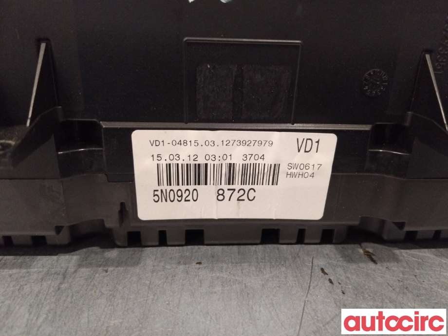 Instrumentpanel til VW Tiguan 2011-2016 (Type I, Fase 2)  (VOLKSWAGEN|5N0920872C|5N0920872CX)