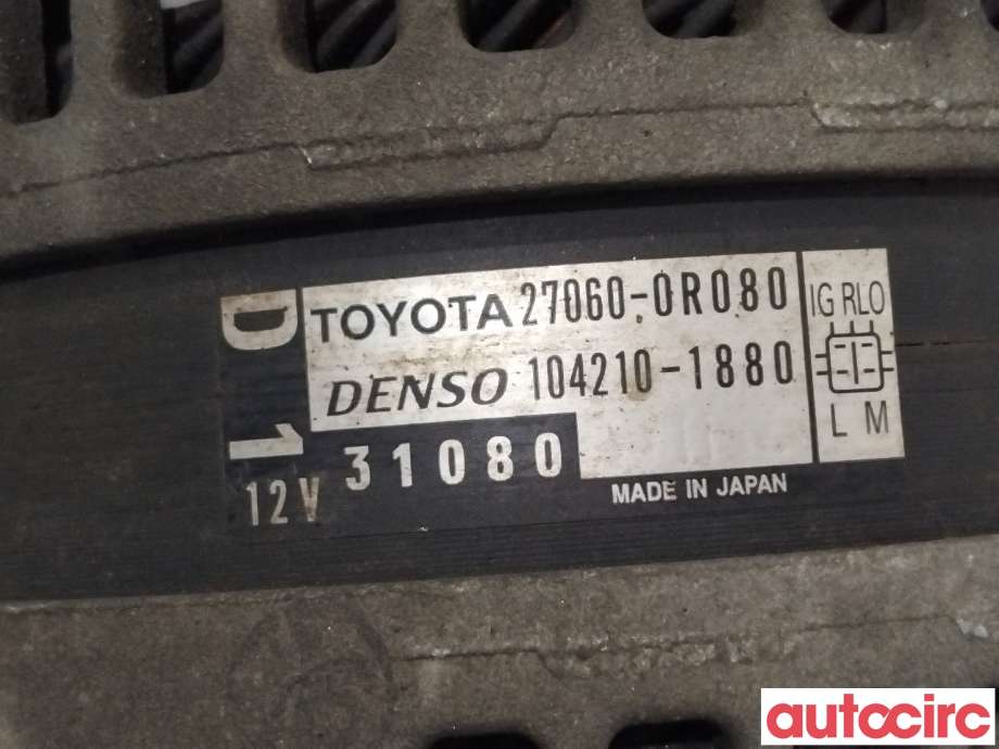 Dynamo til Toyota Avensis 2009-2015 (Type III, Fase 1)  (TOYOTA|270600R080|104210-1880|27060-0R080)