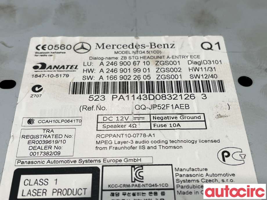 Bilstereo navigasjon til Mercedes A-Klasse 2012-2018 (W176) (W176) (MERCEDES|A2469006710|)