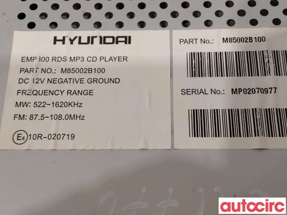 Bilstereo til Hyundai Santa Fe 2006-2009 (Type II, Fase 1)  (HYUNDAI|NO NR||M85002B100)