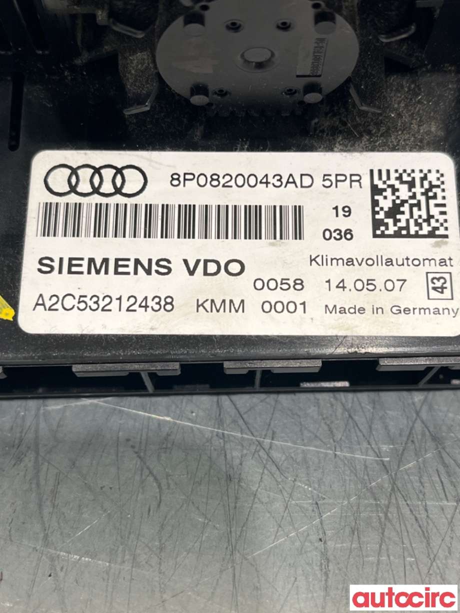 Varmeapparat betjening til Audi A3 2003-2008 (Type II, Fase 1)  (AUDI|8P0820043AH||8P0820043AD)