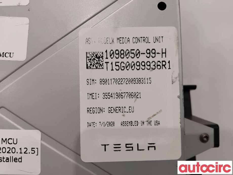 Instrument kjørecomputer til Tesla Model S 2013-2016 (Fase 1)  (TESLA|1098050-99-K||1098050-99-H)