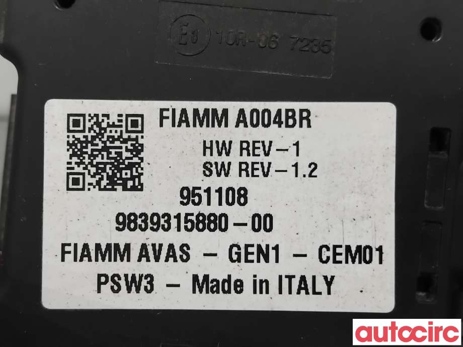 Høyttaler motorlyd, AVAS (Acoustic Vehicle Alerting System) til Peugeot 2008 2019-->> (Type II)  (PEUGEOT|9839315880|)