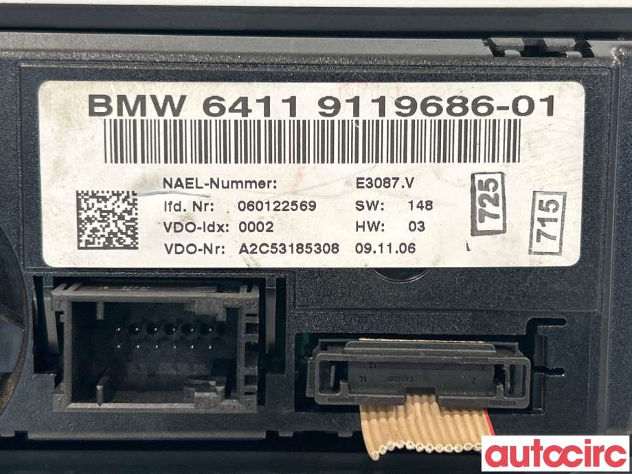 Varmeapparat betjening til BMW 3-Serie 2005-2011 (E90/E91/E92/E93) (E90/E91/E92/E93) (BMW|64119199259|64119119686)