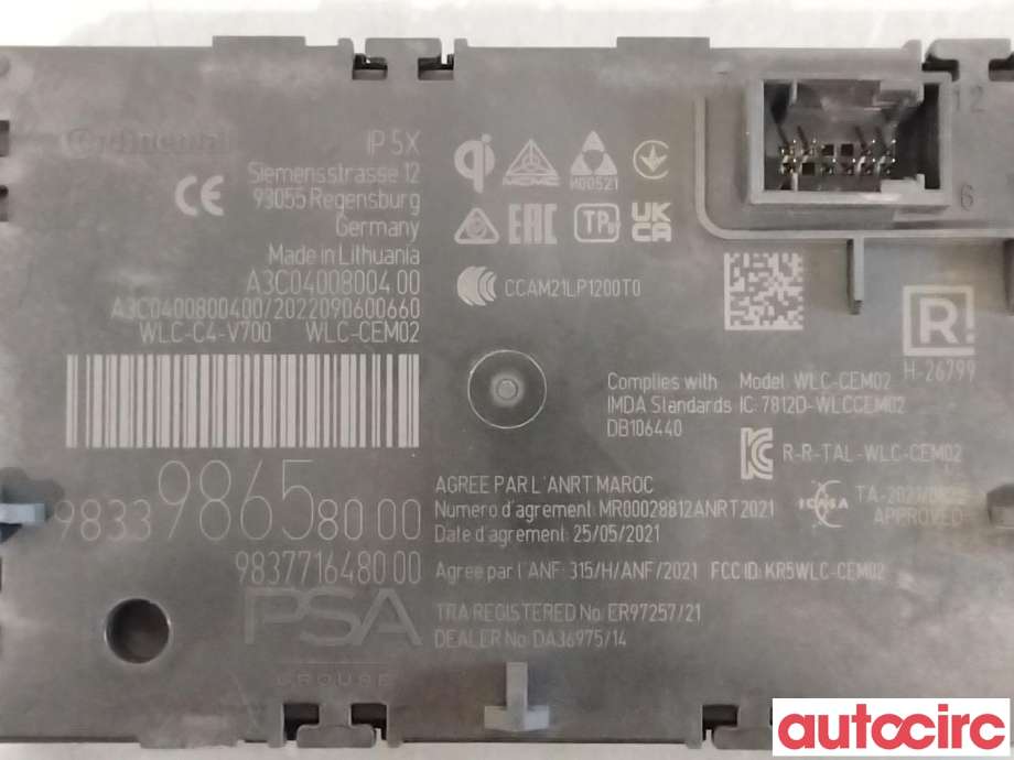 Diverse deler til Peugeot 308 2021-->> (Type III)  (PEUGEOT|9837716480)