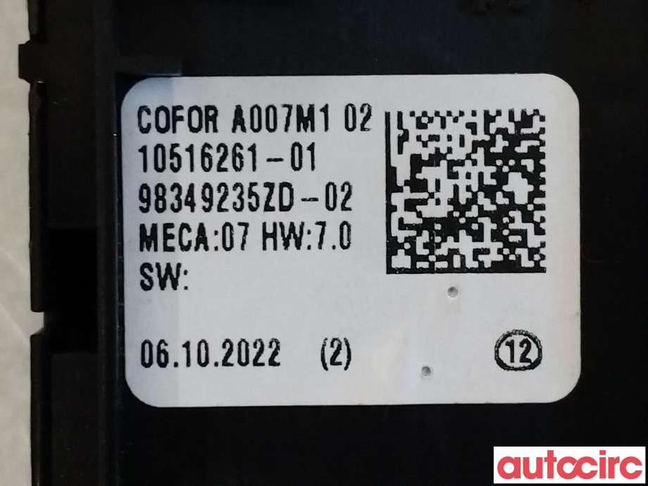 Bryter ruteheis til Peugeot 308 2021-->> (Type III) (PEUGEOT|98349235ZD)