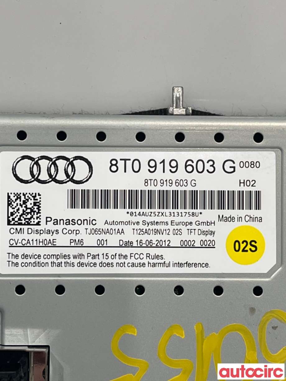 Multimedia display (MCU - Media Controller Unit) til Audi A4 2007-2014 (Type IV) (B8) (B8) (AUDI|8T0057603G||8T0919603G)