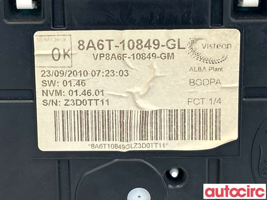 Instrumentpanel til Ford Fiesta 2008-2012 (Type VI, Fase 1)  (FORD|CU6T-10849-GD|1786854|8A6T-10849-GL)