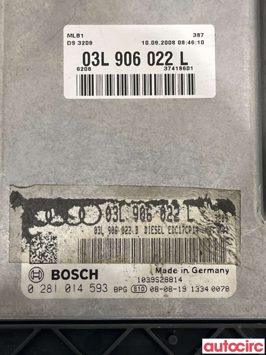 Styreenhet motor til Audi A4 2007-2014 (Type IV) (B8) (B8) (AUDI|03L906022L|0281014593)