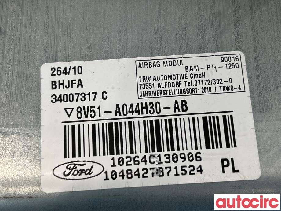 Airbag passasjer til Ford Fiesta 2008-2012 (Type VI, Fase 1)  (FORD|1531254|8V51-A044H30-AB)