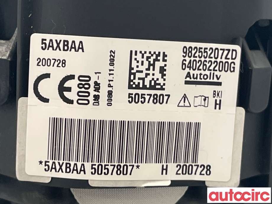 Airbag rattpute til Peugeot 2008 2019-->> (Type II)  (PEUGEOT|98255207ZD)