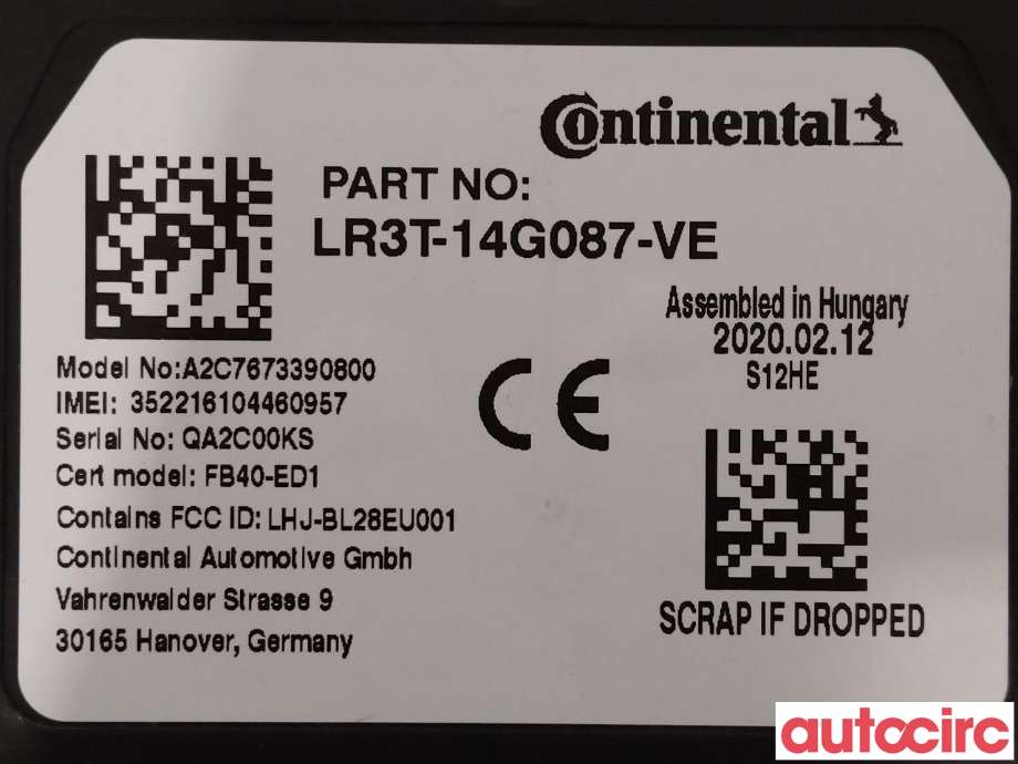 Styreenhet bluetooth til Ford Ranger / Ranger Raptor 2015-2022  (FORD|2694691|LR3T-14G087-VE)